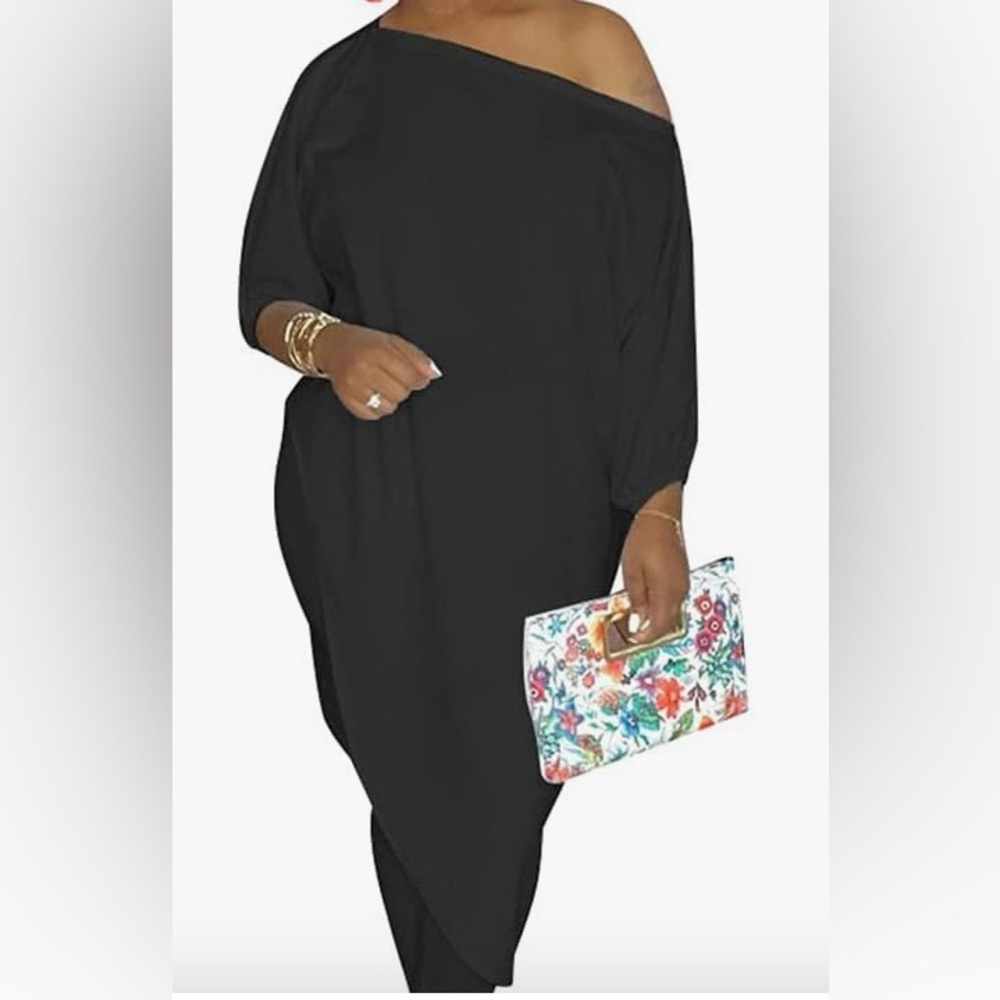 Tunic Dress with leggings Black Asymmetrical